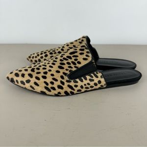 Jenni Kayne 39 Cheetah Pony Hair Mule Slip On Slide Flats Shoes